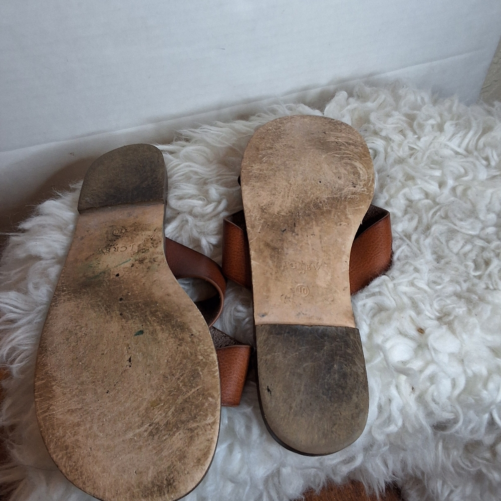 J.Crew Brown Crisscross Slide Sandals Flat Minimalist Resort Sandals 10 - Picture 10 of 10